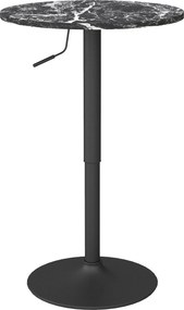 HOMCOM Bárasztal - Kerek Étkezőasztal 2 Személynek, Konyhai Asztal Márványhatású, Fekete, Ø60 x 68-93.5cm | Aosom