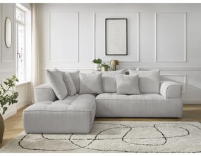 Világosszürke zsenília sarokkanapé (bal oldali-L alakú) Whesley – Bobochic Paris