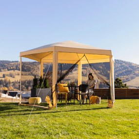 Kerti pavilon sátor, 3,9x2,5x3,9m, bézs/fekete, RINGE TYP 2+6 oldal