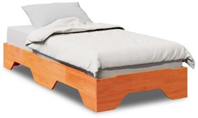 ágy matrac nélkül rakásolható viaszbarna 75x190 cm tömör fa