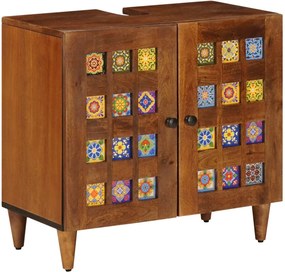 vidaXL Fürdőszobai mosdószekrény tárolóval ajtóval Dió 62 x 33 x 58 cm