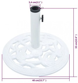 fehér öntöttvas napernyőtalp 9 kg 40 cm