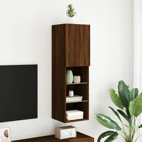 barna tölgyszínű TV-szekrény LED-lámpákkal 30,5 x 30 x 102 cm