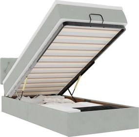 vidaXL Ottomán ágykeret matraccal világosszürke 90x200cm bársony