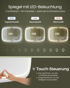 Tükörszekrény világítással, Fali szekrény,  AC csatlakozóval és 2 USB porttal, fekete Outlet