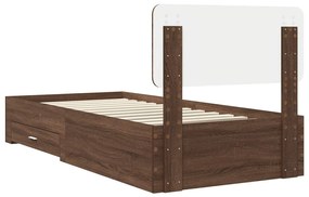 vidaXL Ágykeret fejtámlával fiókkal Barna Tölgy 100 x 200 cm Faanyag