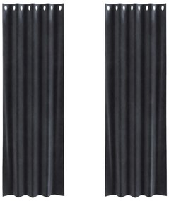 Sötétítőfüggönyök Fémgyűrűkkel 2 db Sötétszürke Velúr