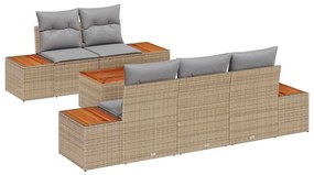 vidaXL Kerti Kanapé Szett párnával tárolóval 6 pcs Bézs Poli rattan