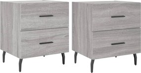 vidaXL 2 db szürke sonoma színű szerelt fa éjjeliszekrény 40x35x47,5cm