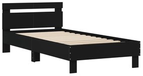 fekete szerelt fa ágykeret fejtámlával 100 x 200 cm