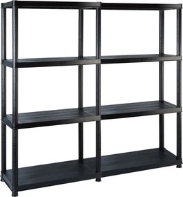 vidaXL fekete műanyag 4 szintes tárolópolc 122 x 30,5 x 130 cm