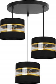 Mennyezeti Függőlámpa Hármas Csillár Glamour Arany Csíkos Fekete Lámpabúra