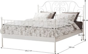 Fém ágy lécezett ráccsal, fém fehér, 160x200, BEHEMOTH