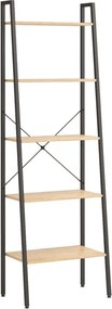 vidaXL 5-szintes világosbarna-fekete állópolc 56x35x174 cm