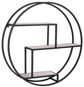 Rotterdam Kerek polc, natúr fa polcokkal, fekete keret 62x14 cm