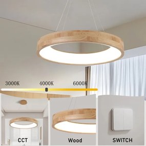 Brilagi -LED függőlámpa kábellel FALCON WOOD LED/40W/230V 3000/4000/6000K 60 cm fa