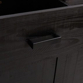 fekete tömör újrahasznosított fenyőfa cipőtartó 75x40x110 cm