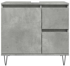 Betonszürke szerelt fa fürdőszobai mosdószekrény 65x33x60 cm