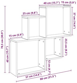 fali polc Régi fa 80x15x78,5 cm Gépelt fa