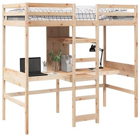 tömör fenyő galériaágy-keret matrac nélkül 75 x 190 cm
