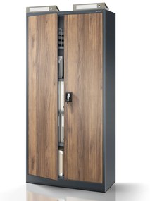 Fém iratszekrény JAN, 900 x 1850 x 400 mm, Eco Design: antracit/ dió