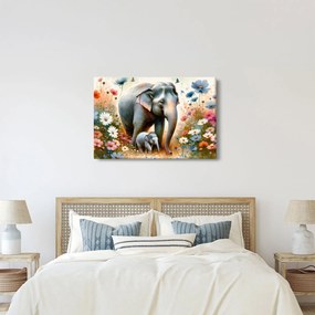 Kép - Elefánt mama, akvarell (90x60 cm)