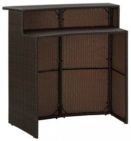 barna polyrattan kerti bárasztal 120 x 55 x 110 cm