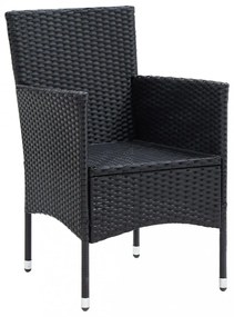 4 db fekete polyrattan kerti étkezőszék