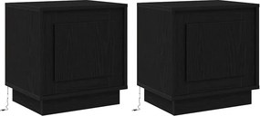vidaXL Éjjeliszekrény 2 pcs Fekete 44 x 34,5 x 45 cm Faanyag