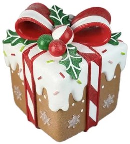 Mézeskalács ajándékdoboz glitteres LED-es karácsonyi figura