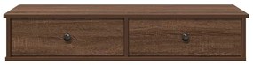 barna tölgy szerelt fa falipolc fiókokkal 100 x 37,5 x 19 cm