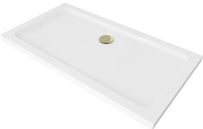 Mexen SLIM - Négyszögletű zuhanytálca 120x70x5cm + arany szifon, fehér, 40107012G
