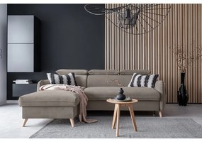 Világosbarna bársony kinyitható sarokkanapé (bal oldali) Sweet Harmony – Miuform