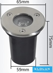 UNIVERSO Taposólámpa LED 1.5w 120lm 4000k 60° IP65 acél Ø65-Ø59x75mm