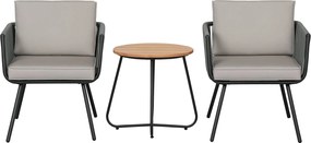 Outsunny Szintetikus Rattan Kerti Bútor Szett 3 Darabos Asztal és 2 Rattan Szék Párnákkal a Balkonsarok Teraszra | Aosom