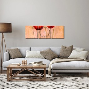 Kép - piros tulipán (órával) (90x30 cm)
