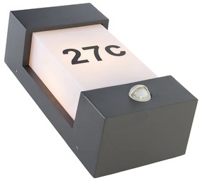 Kültéri fali lámpa sötétszürke IP44 mozgásérzékelővel - Tide