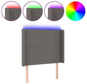 szürke műbőr LED-es fejtámla 93x16x118/128 cm