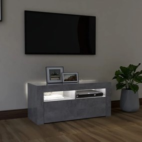 betonszürke TV-szekrény LED-világítással 90 x 35 x 40 cm