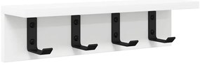 Fali Kabáthorog polcokkal Fehér 40 x 10.5 x 10.5 cm Faanyag