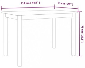 fehér és barna tömör gumifa étkezőasztal 114 x 71 x 75 cm