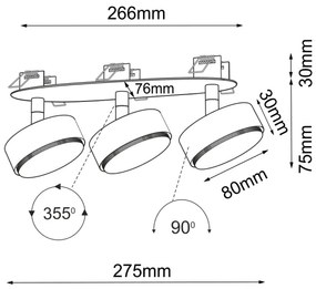 Brosline 3262 - Beépíthető mennyezeti spotlámpa DROP 3xGX53/9W/230V fekete