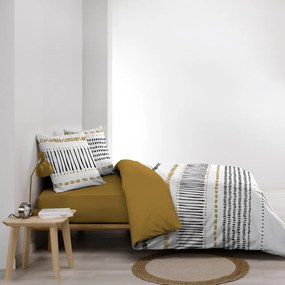 Mustársárga-fehér kétszemélyes-hosszabbított pamut ágyneműhuzat 240x220 cm Chicago – douceur d'intérieur