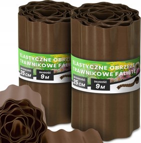 Gyepszegély 25 cm 18 m Kerti Hullámos Paliszád Border Barna Us-t