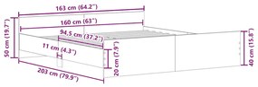 kézműves tölgy szerelt fa ágykeret matrac nélkül 160x200 cm
