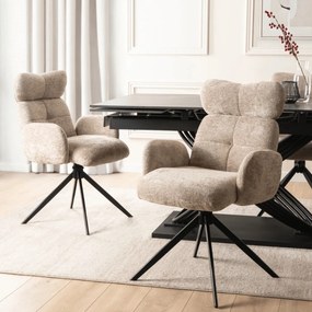 Forgószék bézs színben, bouclé kárpittal ALVARO