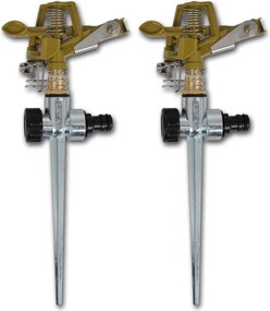 vidaXL 2 db cink kerti impulzus szórófej fém cövekkel