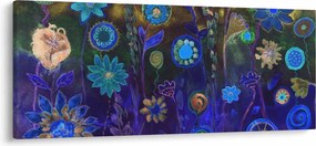 Sötétkék virágok képe (120x50 cm)