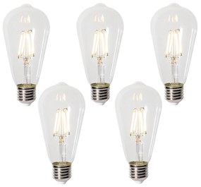 5 db-os E27 dimmelhető LED izzó szett ST64 átlátszó 5W 600 lm 2700K