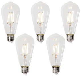 5 db E27 dimbare LED lamp ST64 clear 5W 450 lm 2700K